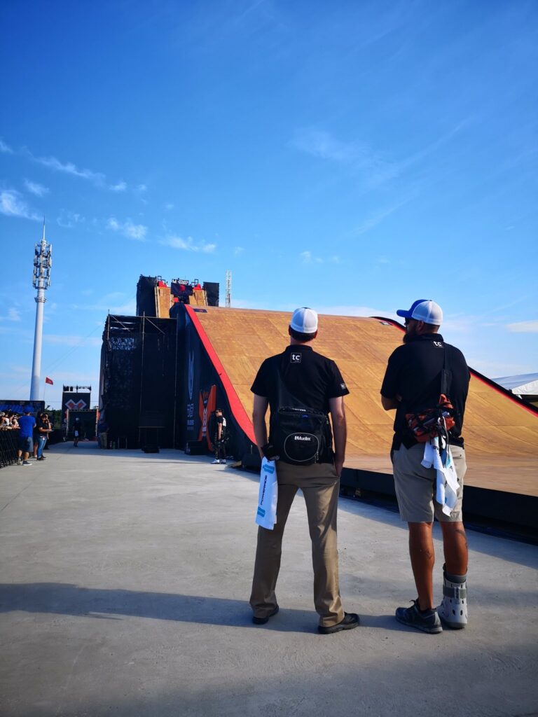 Dad on the left at X games in Shanghai China. Providing medical coverage for one of the highest trauma events in the world. 