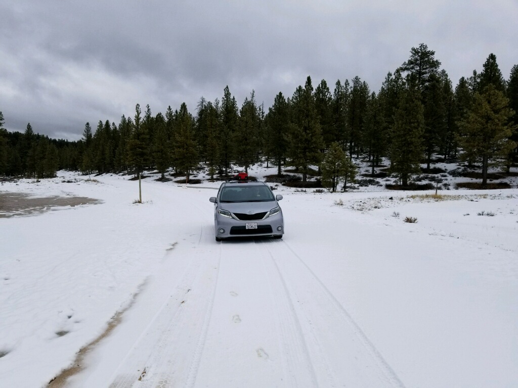 minivan in the snow