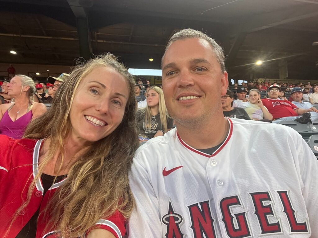 ParentingAdventures with mom and dad at angels game and kid free for the night. 