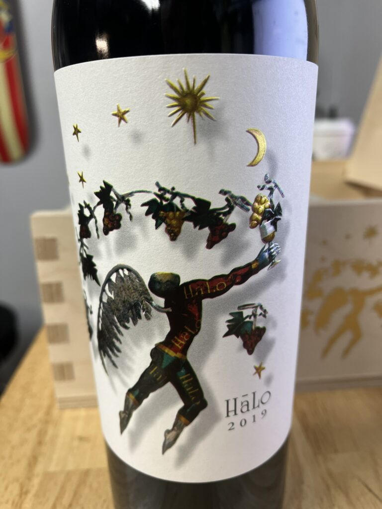 halo bottle label